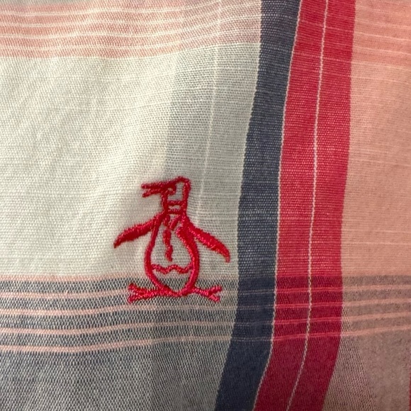 Original Penguin Plaid Shirt Size M Short Sleeve Button Up F1.2 - Picture 3 of 9